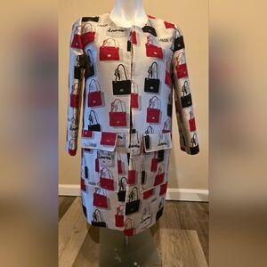 Stylish Coat with Handbag Print